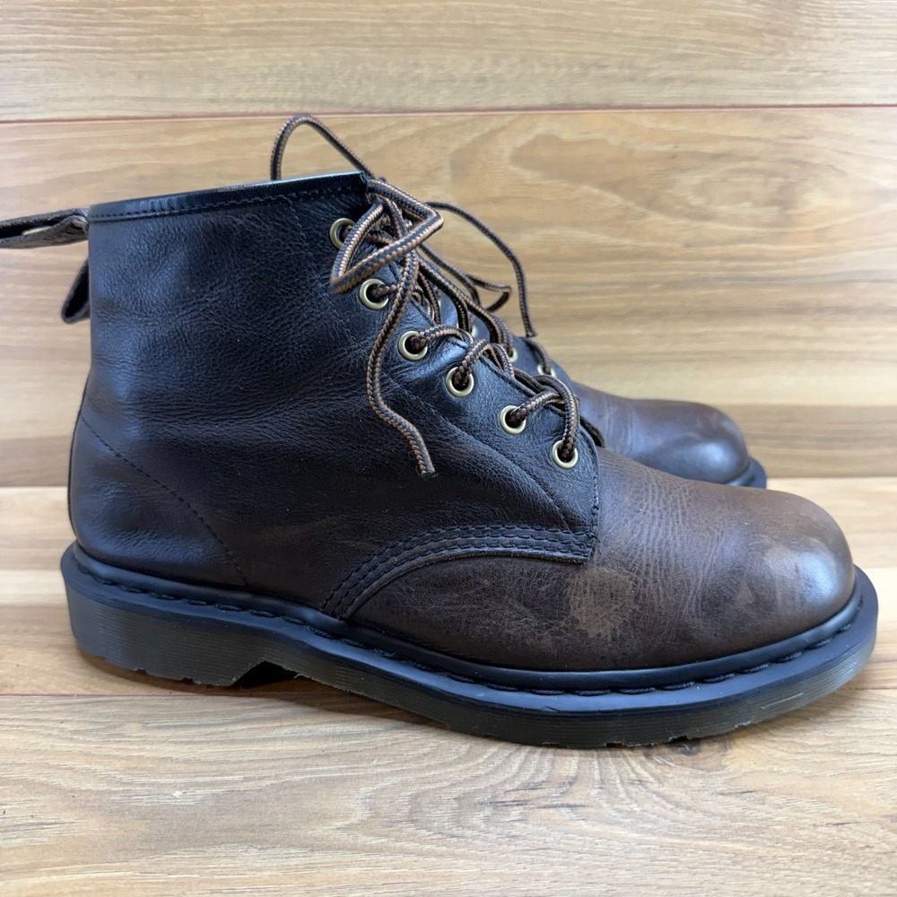Dr Martens Vintage Brown Leather Combat Boots Mens 11 Lace Up Y2K Casual